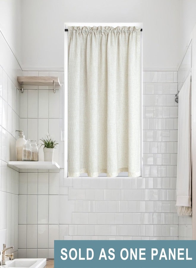 KOUFALL ستارة باب من KOUFALL، ستارة نوافذ قصيرة شفافة من الكتان، مناسبة للمطبخ والحمام، طولها 40 بوصة، قطعة واحدة، لونها أبيض كريمي/بيج كريمي - Image 2