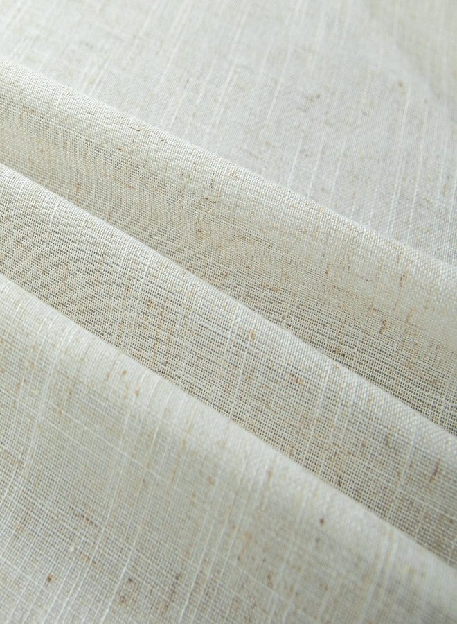 KOUFALL ستارة باب من KOUFALL، ستارة نوافذ قصيرة شفافة من الكتان، مناسبة للمطبخ والحمام، طولها 40 بوصة، قطعة واحدة، لونها أبيض كريمي/بيج كريمي - Image 4