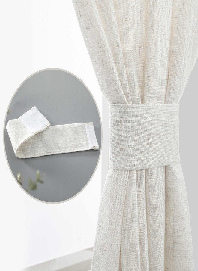 KOUFALL ستارة باب من KOUFALL، ستارة نوافذ قصيرة شفافة من الكتان، مناسبة للمطبخ والحمام، طولها 40 بوصة، قطعة واحدة، لونها أبيض كريمي/بيج كريمي - Image 5