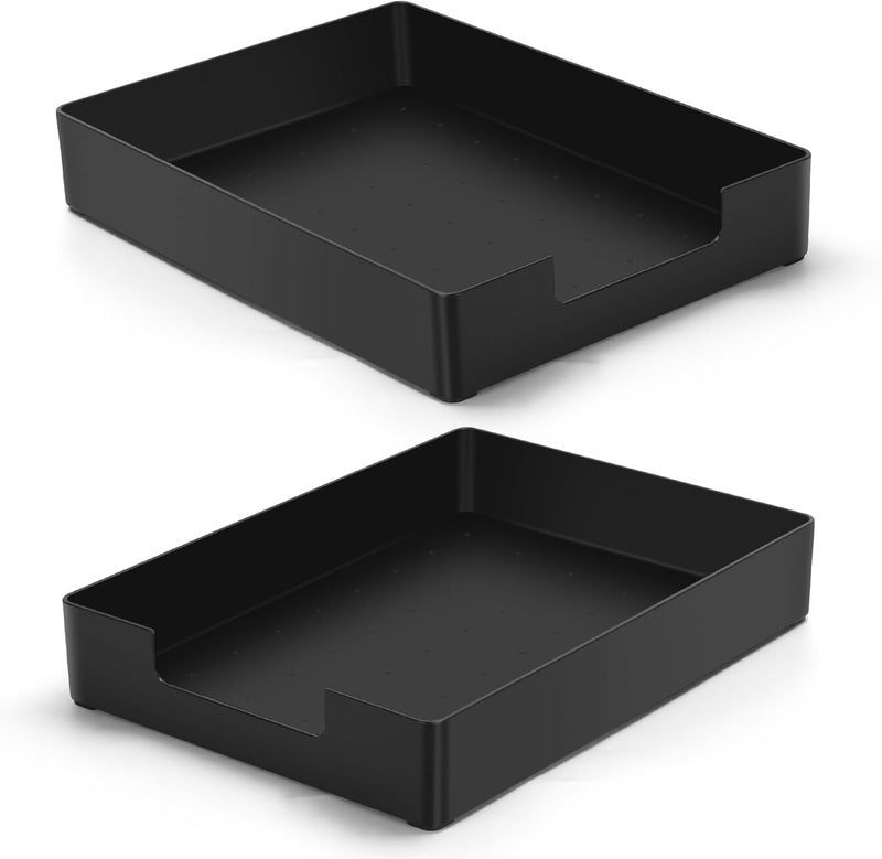 AZFUNN Letter-Size Tray Desk Letter Tray Paper Tray, Sturdy Heavy-Duty Plastic Printer Paper Tray, Single-Tier Stackable File Storage Organizer for Office Home (Black ×2) - Image 1