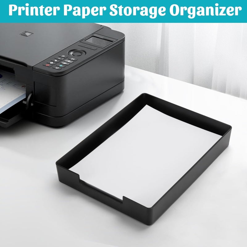 AZFUNN Letter-Size Tray Desk Letter Tray Paper Tray, Sturdy Heavy-Duty Plastic Printer Paper Tray, Single-Tier Stackable File Storage Organizer for Office Home (Black ×2) - Image 3