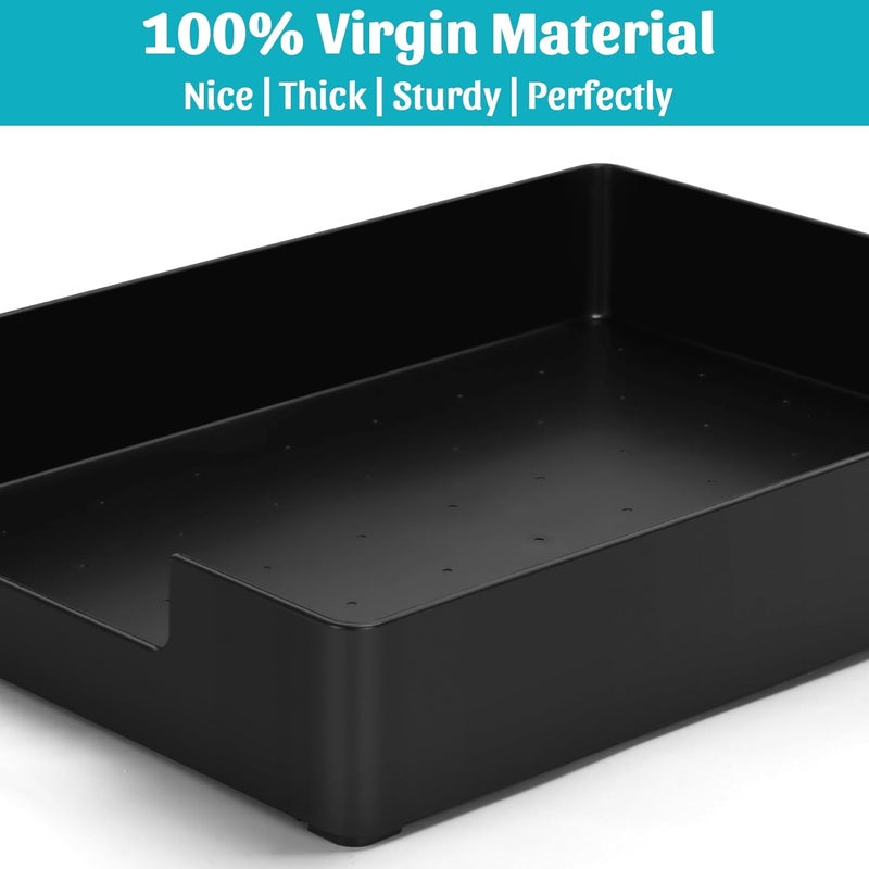 AZFUNN Letter-Size Tray Desk Letter Tray Paper Tray, Sturdy Heavy-Duty Plastic Printer Paper Tray, Single-Tier Stackable File Storage Organizer for Office Home (Black ×2) - Image 5