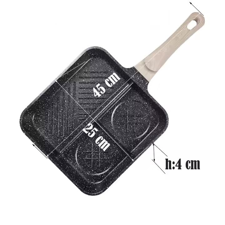 VDNSI 3-In-1 Non-Stick Ceramic Frying Pan - 10 Inch, Medium Size, Induction Compatible, Non-Stick Coating,Black - Image 2