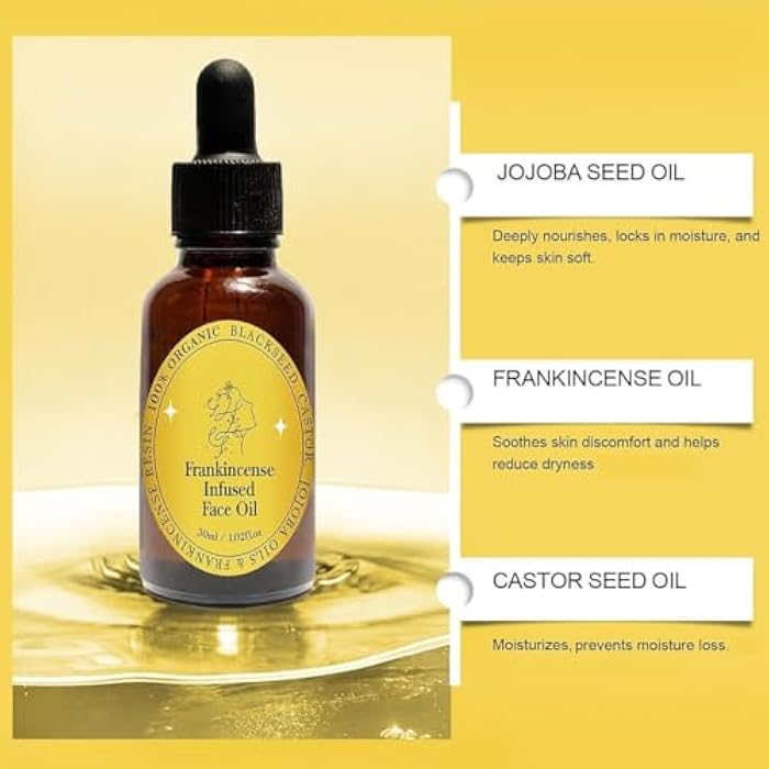 MULPG 60 ML Frankincense Essential Oil,Organic Castor & Jojoba Oils for Face Anti-Aging Facial Moisturizer Serum,Natural Skincare Hydrates Skin Moisturizing (2 PCS) - Image 5