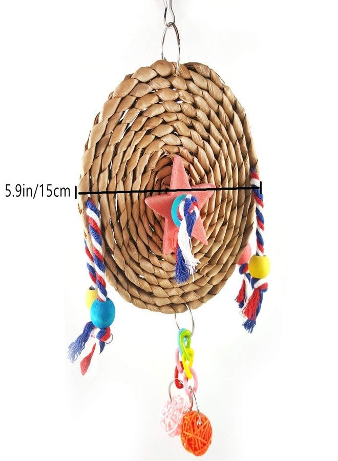 Litewoo Bird Straw Chewing Toys Parrot Climbing Exercise Toy Natural Weaving Swing Cage Accessories (Size-5.9Inch/15Cm) - Image 2