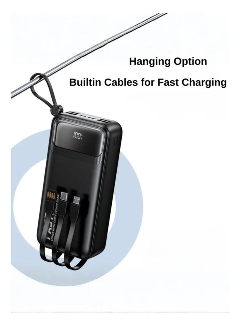 LEVINO 20000mAh Power Bank with 22.5W Fast Charging – 4 USB & 2 Type-C Ports, Digital Display, Flight-Approved, Overvoltage & Temperature Protection, Includes Type-C, Lightning & USB Cables – Black - Image 2