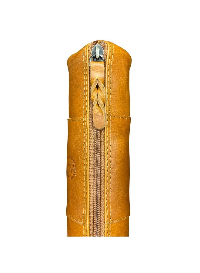 Rustic Town RUSTIC TOWN Leather Pencil Case Holder - Pen Pencil Pouch For Office & School - Zipper Stationary Utility Bag Pencil Kit For Girls, Boys & Kids (Cognac), Brown  - Image 5