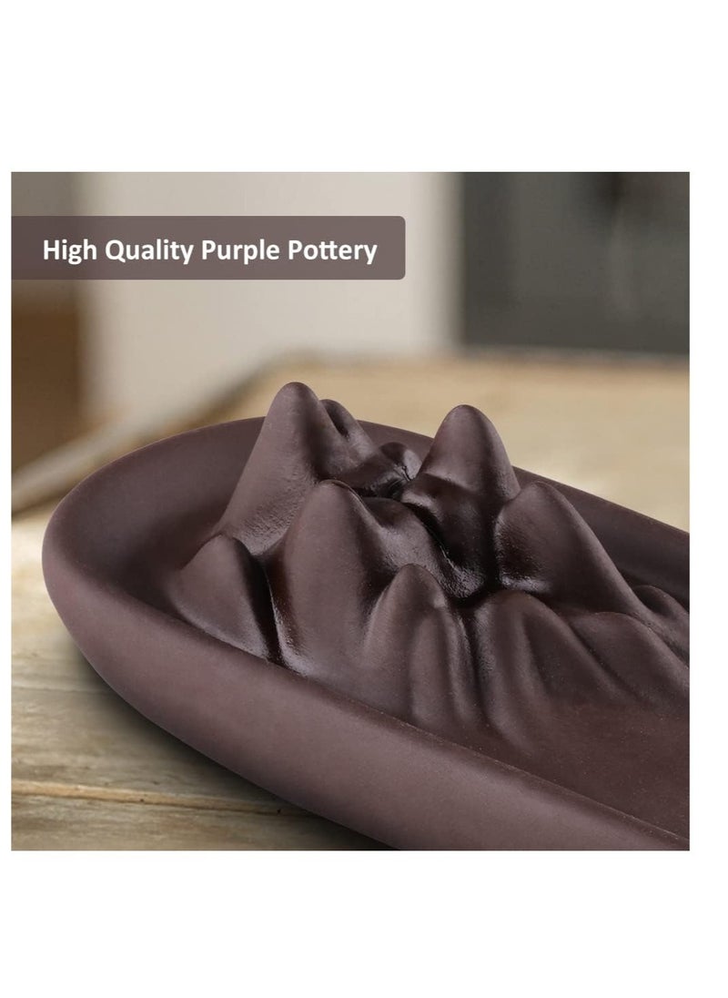 Generic - Incense Stick Holder Waterfall Incense Burner Backflow Ceramic Incense Holder for Sticks and Cones Handmade Ash Catcher Incense Tray Home Decor Yoga Meditation Purple Pottery - Image 1