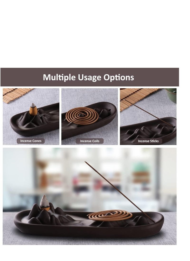 Generic - Incense Stick Holder Waterfall Incense Burner Backflow Ceramic Incense Holder for Sticks and Cones Handmade Ash Catcher Incense Tray Home Decor Yoga Meditation Purple Pottery - Image 1
