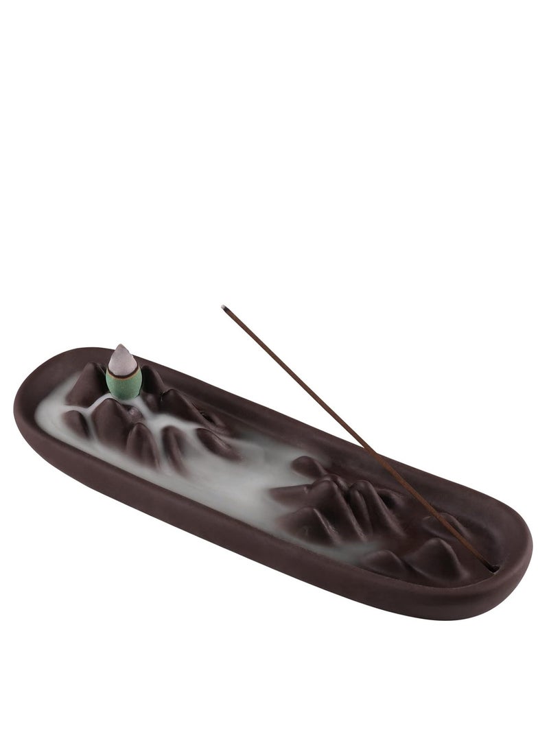 Generic - Incense Stick Holder Waterfall Incense Burner Backflow Ceramic Incense Holder for Sticks and Cones Handmade Ash Catcher Incense Tray Home Decor Yoga Meditation Purple Pottery - Image 1
