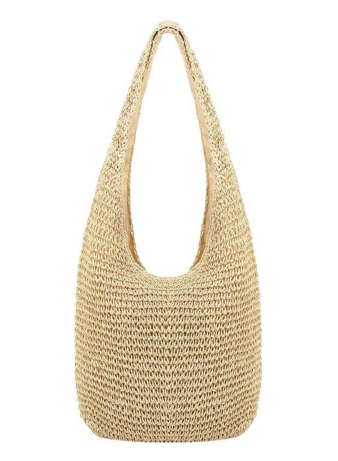 Naimo Women Straw Beach Shoulder Bag Woven Tote Handbag Large Handmade Weaving Summer Casual Hobo Bag - Image 1