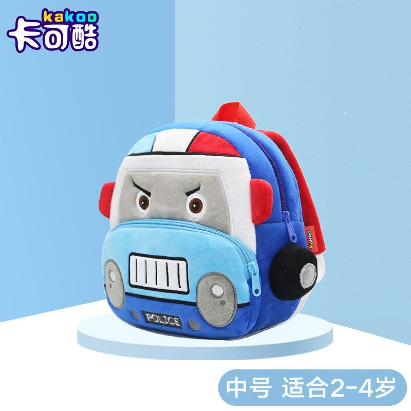 Plush Kids Backpack, Medium Police Car Vehicle Design, Soft Lightweight School Bag for Toddlers and Preschool Kids - Image 5