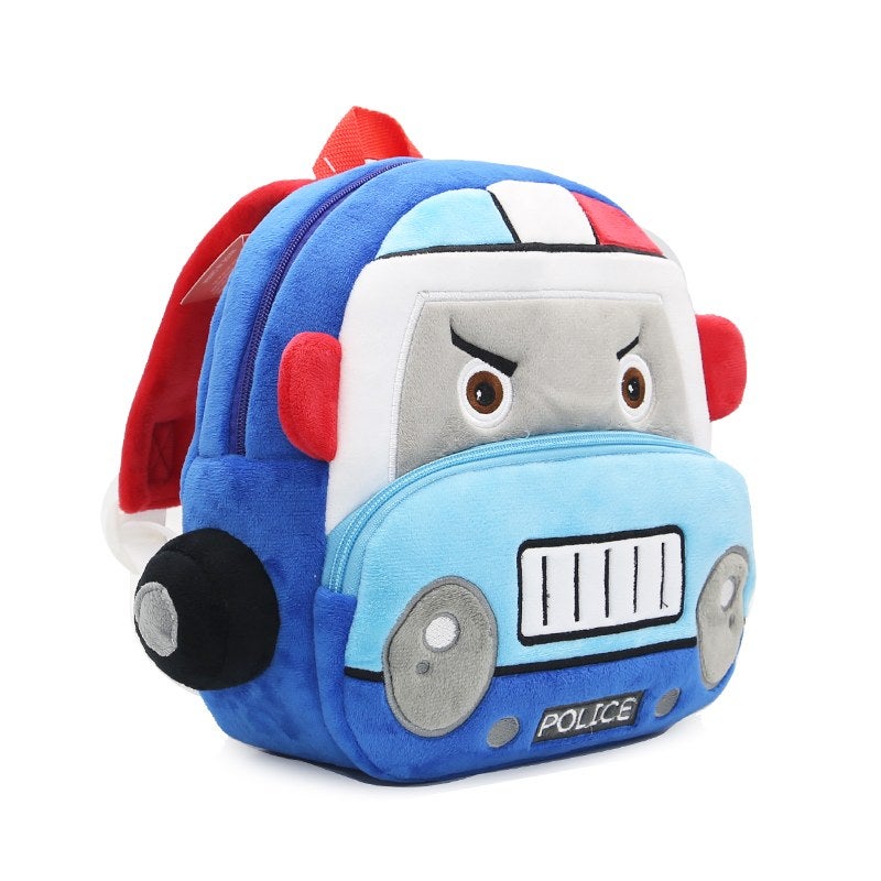 Plush Kids Backpack, Medium Police Car Vehicle Design, Soft Lightweight School Bag for Toddlers and Preschool Kids - Image 4