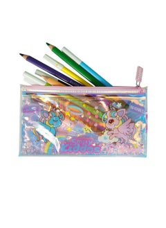 SMILY KIDDOS Smily Kiddos Unicorn Pencil Pouch with Drift Glitter Pink Holographic Pencil Pouch/Case for Kids Best for Return Gift Pencil Case Oil Glitter Pencil Pouch with Large Capacity  - Image 2
