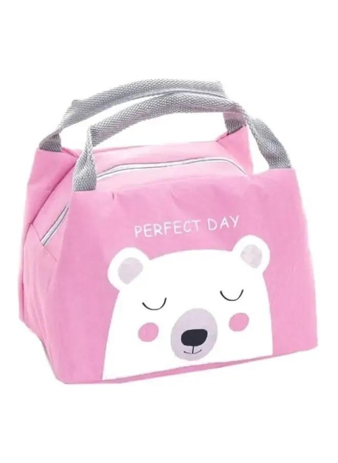 yongsheng Portable Insulated Food Picnic Lunch Bag Box Cartoon Bag Food Lunch Box Bag Insulation，Printed Insulated Thermal Lunch Bag Pink/White/Grey 21x17x15cm  - Image 2