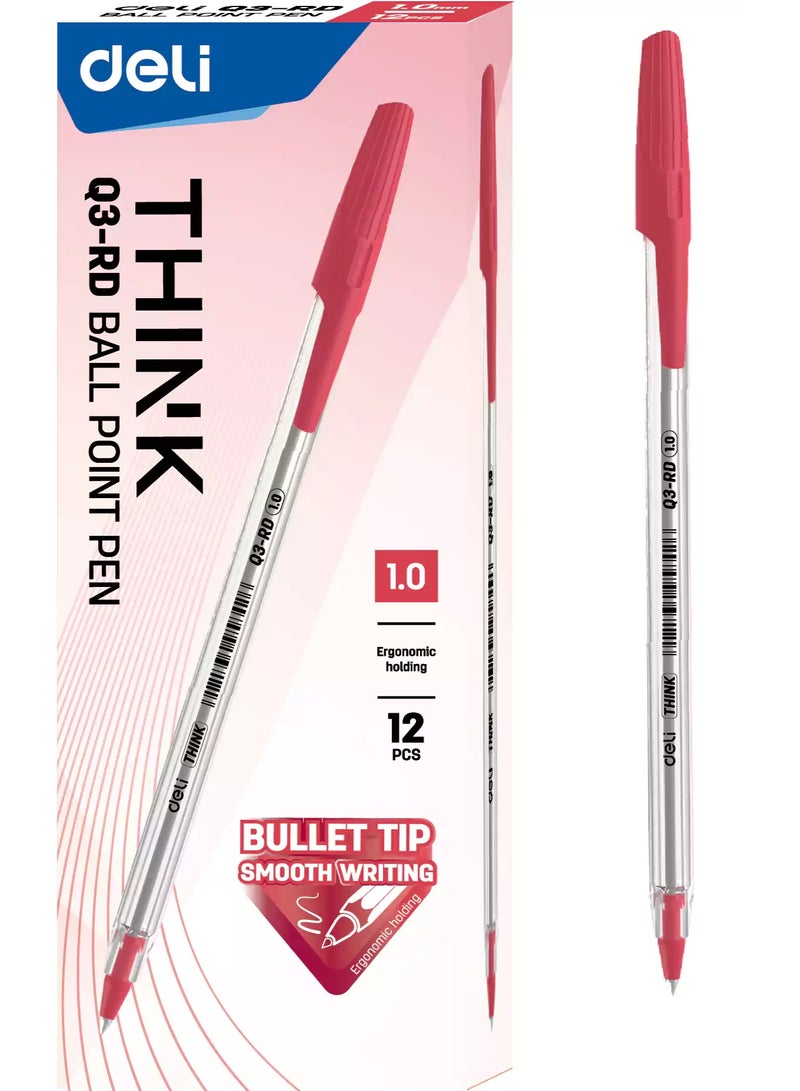 deli Q3-BL Ball Pen Pen 1mm Tip red (2 Pack) - Image 2