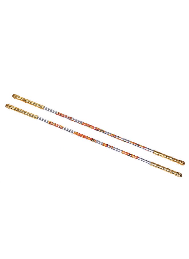 Generic - Manual Telescopic Gold Cudgel Stall Children's Toy Monkey King Pattern Ruyi Bar Stainless Steel Gold Cudgel-Color:Manual Gold-plated Gold Hoop (printing) - Image 1