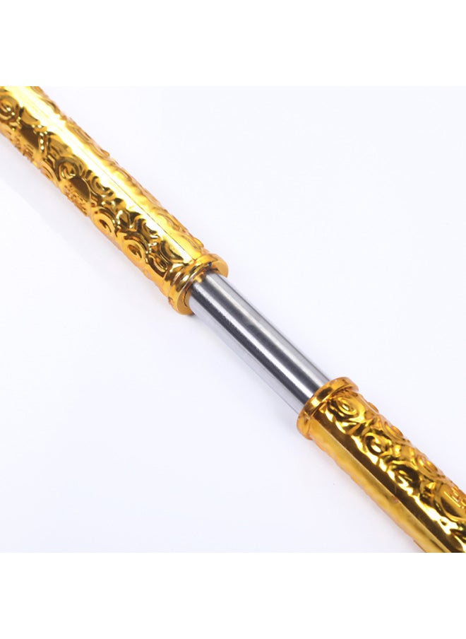 Generic - Manual Telescopic Gold Cudgel Stall Children's Toy Monkey King Pattern Ruyi Bar Stainless Steel Gold Cudgel-Color:Manual Gold-plated Gold Hoop (printing) - Image 1