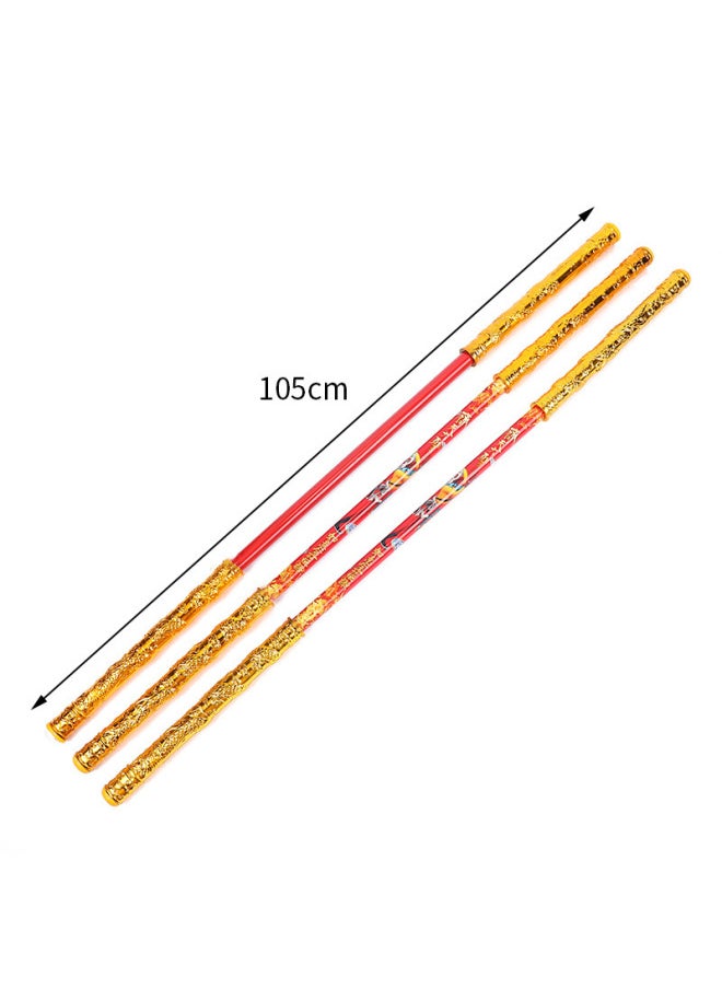 Generic - Manual Telescopic Gold Cudgel Stall Children's Toy Monkey King Pattern Ruyi Bar Stainless Steel Gold Cudgel-Color:Manual Gold-plated Gold Hoop (printing) - Image 1