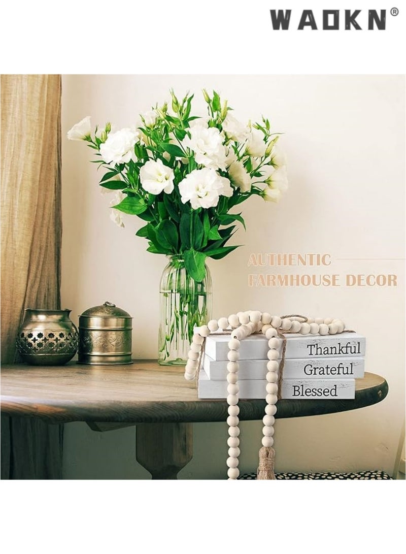 WAOKN 3 Pcs Decorative Books for Home Decor White Faux Books Decoration Farmhouse Stacked Display Books with Wood Bead Tassels for Coffee Tables - Image 4