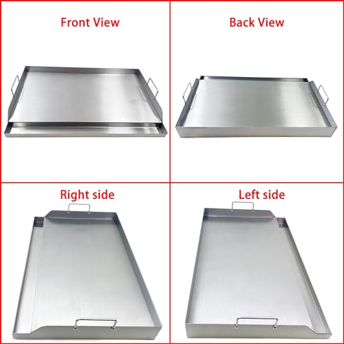 Direct Store Parts DS127 Stainless Steel BBQ Cooking Griddle, Universal Flat Top Griddle with 2 Handles for Most Gas Grills, W25"×D16"×H2.75", Heavy Duty Stainless Steel Griddle 1pc, Large size - Image 3