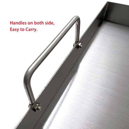 Direct Store Parts DS127 Stainless Steel BBQ Cooking Griddle, Universal Flat Top Griddle with 2 Handles for Most Gas Grills, W25"×D16"×H2.75", Heavy Duty Stainless Steel Griddle 1pc, Large size - Image 5