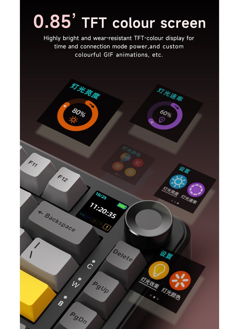 Ajazz AK820 Max Plus Magnetic Axis Mechanical Keyboard Wireless Tri-mode Hot Swap 8000mAh TFT Screen Custom PC Esports Keyboards  - Image 4