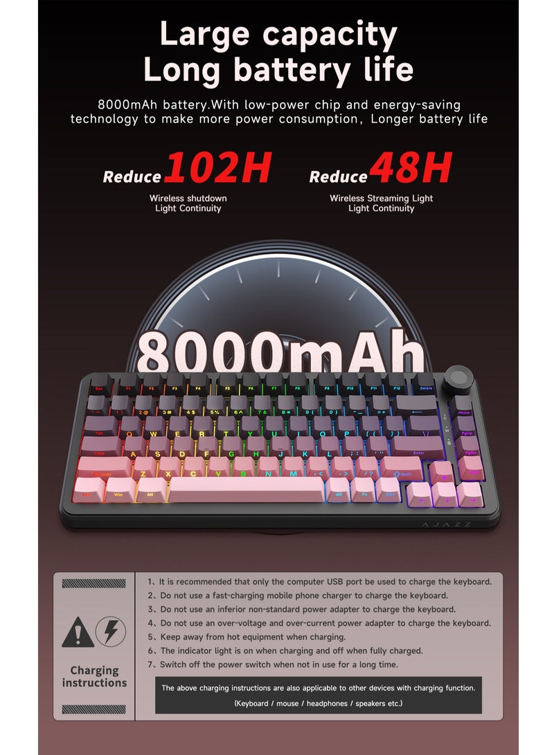 Ajazz AK820 Max Plus Magnetic Axis Mechanical Keyboard Wireless Tri-mode Hot Swap 8000mAh TFT Screen Custom PC Esports Keyboards  - Image 3