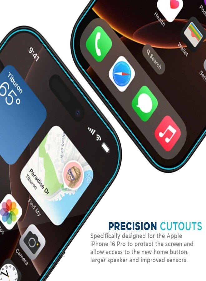 Tech Armor for Apple iPhone 16 Pro Screen Protector Glass 6.3 inch - Ballistic Tempered, Case Friendly, Easy Install, Sensor Protection, HD, 9H Hardness, 3 Pack + Bonus Camera Lens Protector - Image 4