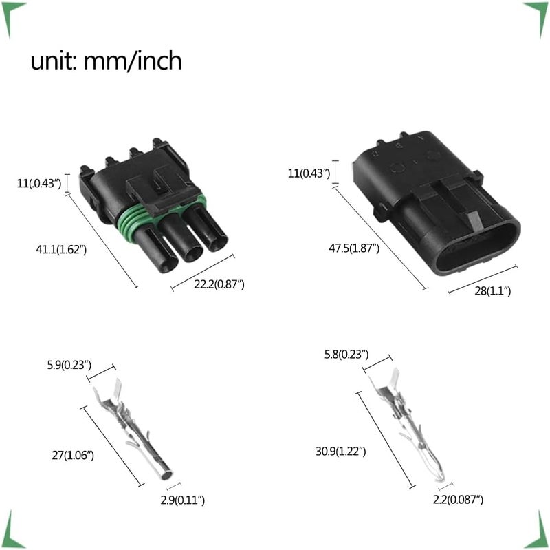 MUYI 10 Kit 3 Pin Way Waterproof Electrical Connectors - Image 3