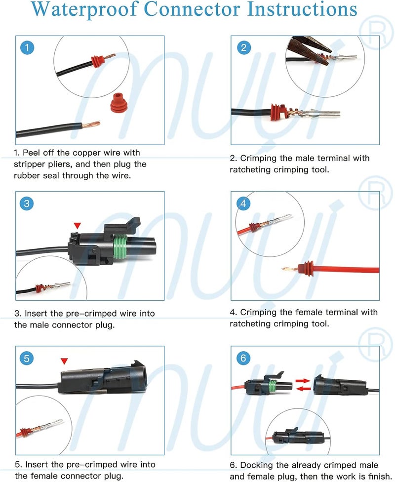 MUYI 10 Kit 3 Pin Way Waterproof Electrical Connectors - Image 5