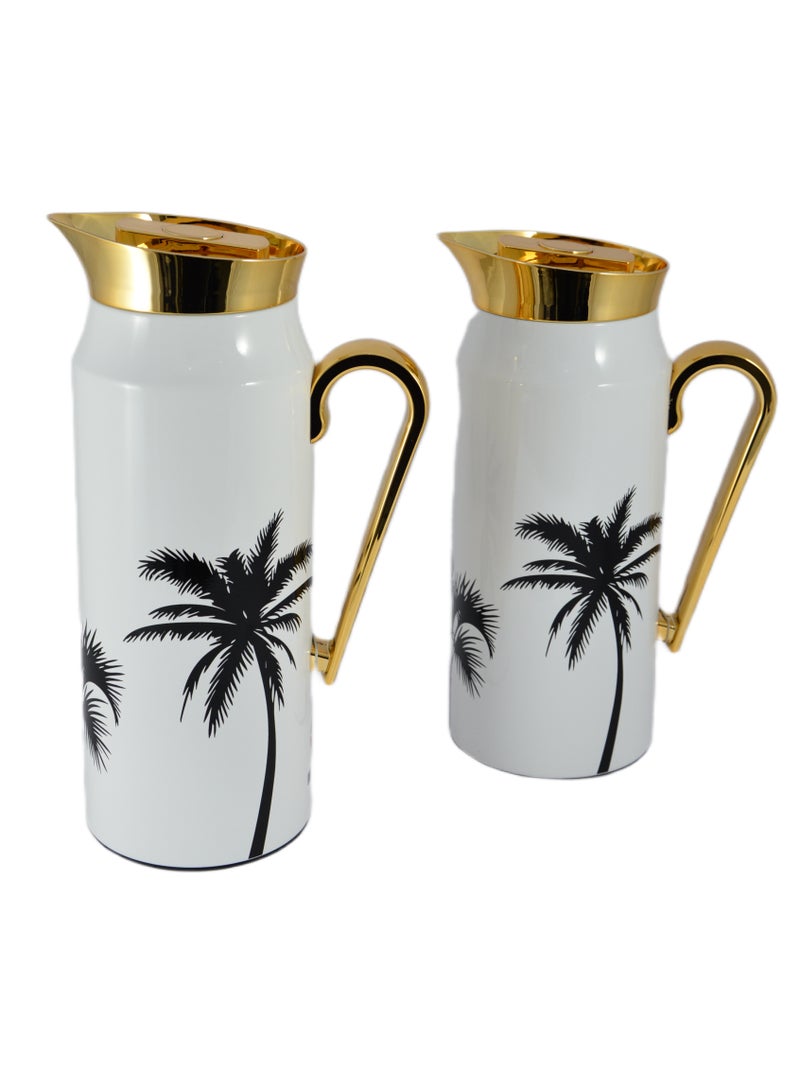 Home Maker 2-Piece Thermal Flask Set – 0.75L & 1L – Stainless Steel Exterior with Inner Glass Insulation - Image 1