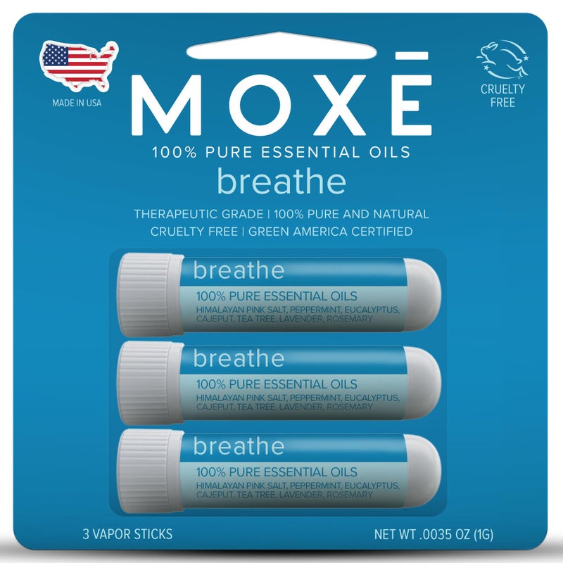 MOXE Breathe Himalayan Salt Inhaler Help Clear Congestion Boost Focus and Improve Breathing Natural Aromatherapy Peppermint Lavender and Tee Tree Essential Oil 3 Pack - Image 3