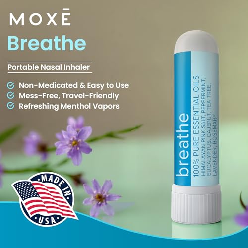 MOXE Breathe Himalayan Salt Inhaler Help Clear Congestion Boost Focus and Improve Breathing Natural Aromatherapy Peppermint Lavender and Tee Tree Essential Oil 3 Pack - Image 5