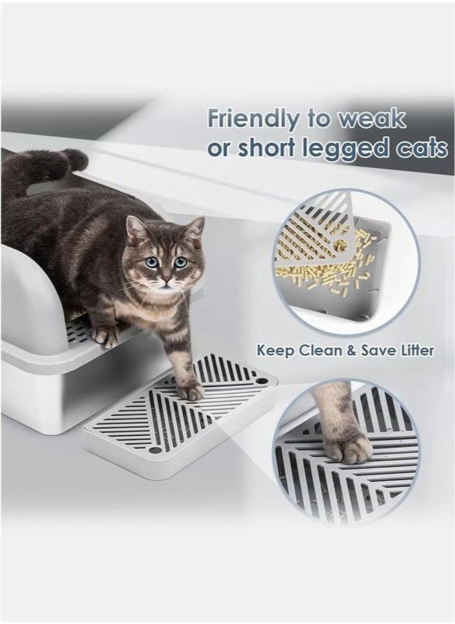 Bukela Stainless Steel Cat Litter Box XL - Enclosed Metal Litter Tray for Big Cats & Senior/Special Needs Pets, High Sides with Footboard & Scoop, Anti-Splash Design, Durable Metal Cat Toilet  - Image 4