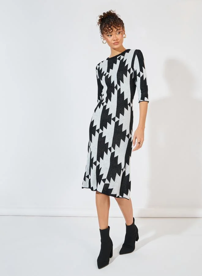 Styli Geometric Knit Dress