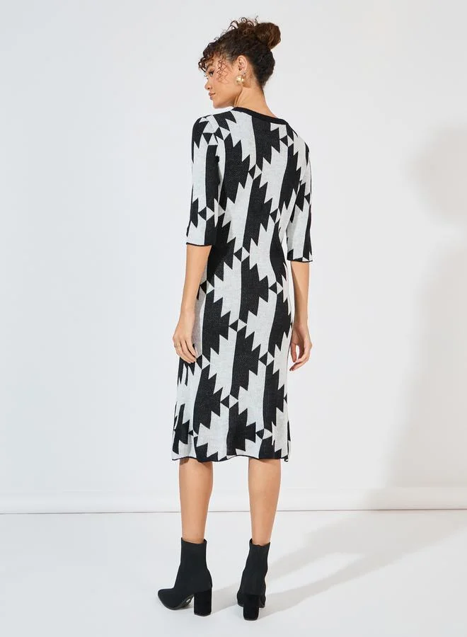 Styli Geometric Knit Dress