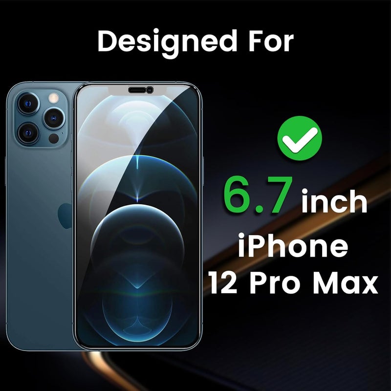 Romkasi 3 Pack Privacy Screen Protector for iPhone 12 Pro Max 6.7 Inch with 3 Pack Camera Lens Protector, Anti Spy Tempered Glass Film, Anti-Scratch, Touch Sensitive, Case Friendly - Image 3