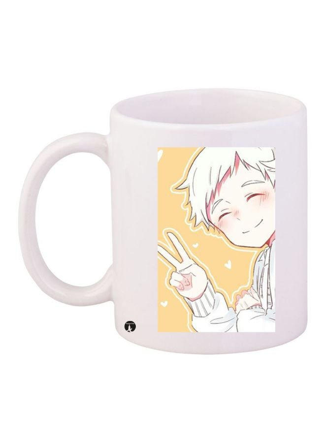 RYN Boy Printed Coffee Mug White/Beige/Pink 11ounce