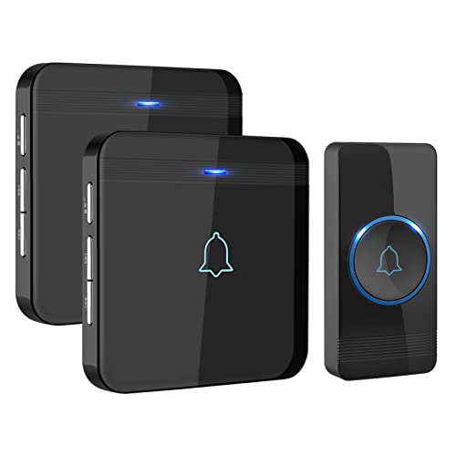 AVANTEK D-3B Waterproof Chime Kit Wireless Doorbell Operating at Over 1300 Feet with 2 Plug-in Receivers, CD Quality Sound and LED Flash, 52 Melodies to Choose From - Image 1
