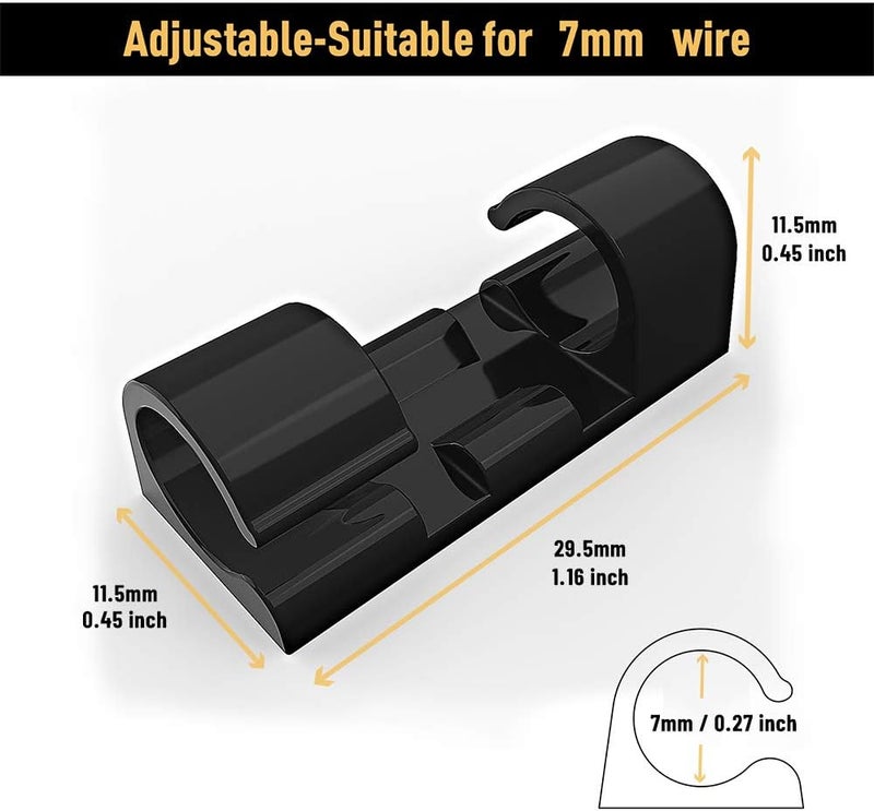 XIAOXI Cable Clips with Strong Self-Adhesive, Cable Management TV PC Wire Holder Sticky Tidy and Organizer Cord and Wires - 40 Pcs (Black) - Image 5