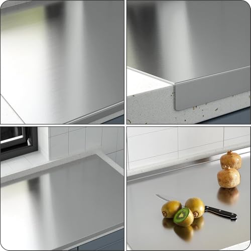 MOROVIK 304 Stainless Steel Chopping Board with Lip for Kitchen | Free Rollin Pin | Non Slip| Rust Proof | Easy to use| Round Edge| for Cutting Vegetables, Meat,Fish,Fruits | Medium |40 x 32 cm - Image 3
