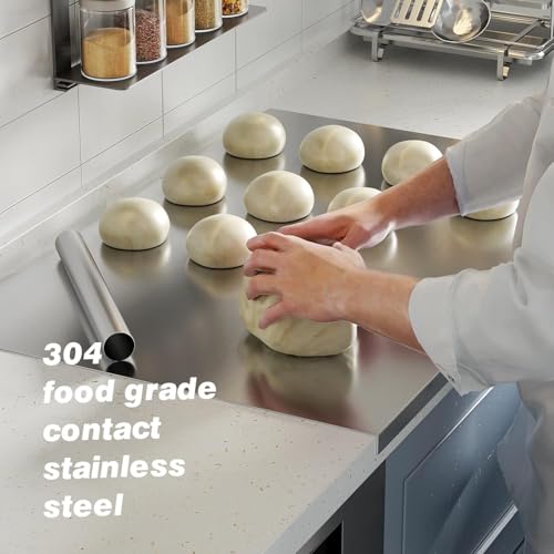 MOROVIK 304 Stainless Steel Chopping Board with Lip for Kitchen | Free Rollin Pin | Non Slip| Rust Proof | Easy to use| Round Edge| for Cutting Vegetables, Meat,Fish,Fruits | Medium |40 x 32 cm - Image 5