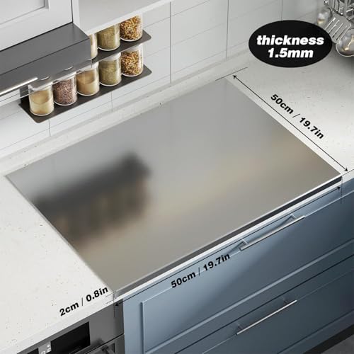 MOROVIK 304 Stainless Steel Chopping Board with Lip for Kitchen | Free Rollin Pin | Non Slip| Rust Proof | Easy to use| Round Edge| for Cutting Vegetables, Meat,Fish,Fruits | Medium |40 x 32 cm - Image 2