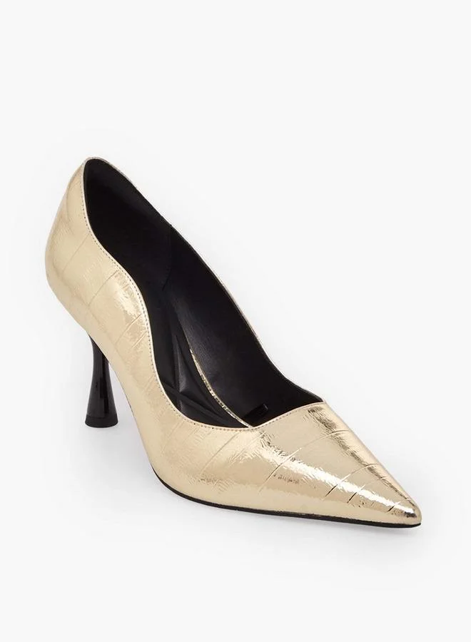 سيليست Women Textured Pointed Toe Stiletto Heel Pumps