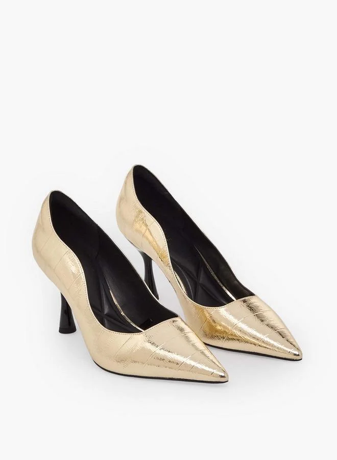 سيليست Women Textured Pointed Toe Stiletto Heel Pumps