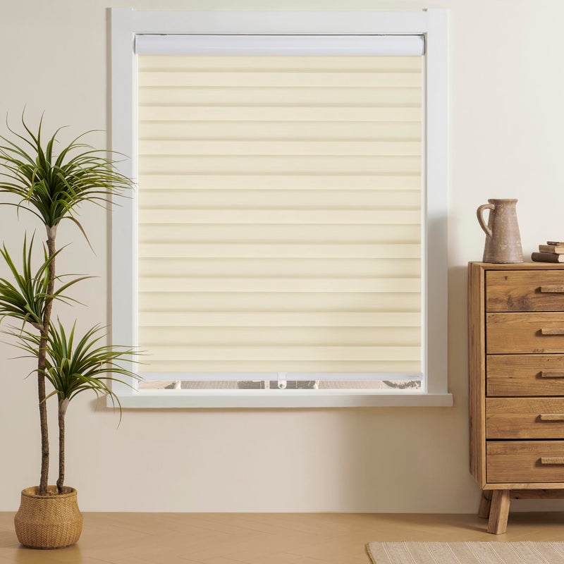 JIANGPIN TEXTILE Cordless Zebra Blinds for Indoor Windows Free-Stop Zebra Shades Dual Layer Light Filtering Sheer Shades Roller Window Blinds for Home (20" W X 72" H, Cream) - Image 2