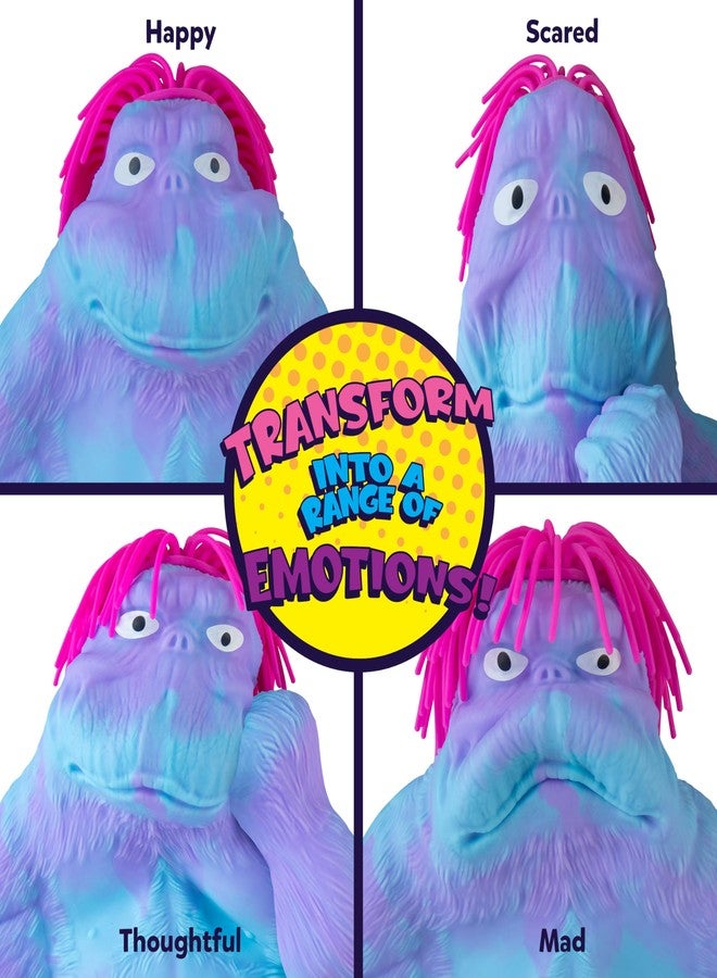 The Orb Factory ORB Original Jumbo Hairdo Funkee Monkee (Blue/Purple) - Big 4.5 lb Stretchy Monkey with Hair - Funny, Squishy, Perfect to Squeeze for Stress Relief! Collectible Sensory Fidget Toy for Kids and Adults - Image 2