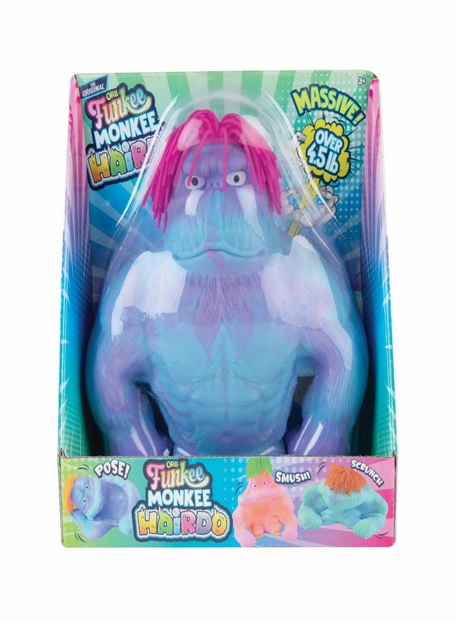 The Orb Factory ORB Original Jumbo Hairdo Funkee Monkee (Blue/Purple) - Big 4.5 lb Stretchy Monkey with Hair - Funny, Squishy, Perfect to Squeeze for Stress Relief! Collectible Sensory Fidget Toy for Kids and Adults - Image 4