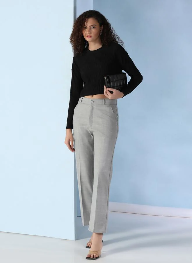 Take Two Grey Straight Fit Trousers